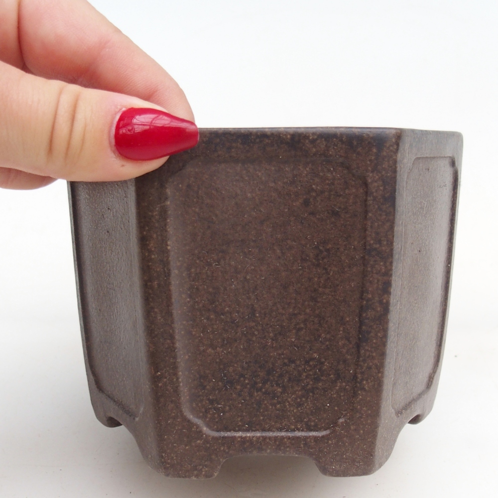 Bol à bonsaï en céramique 11 x 10 x 8,5 cm, couleur ocre brunâtre