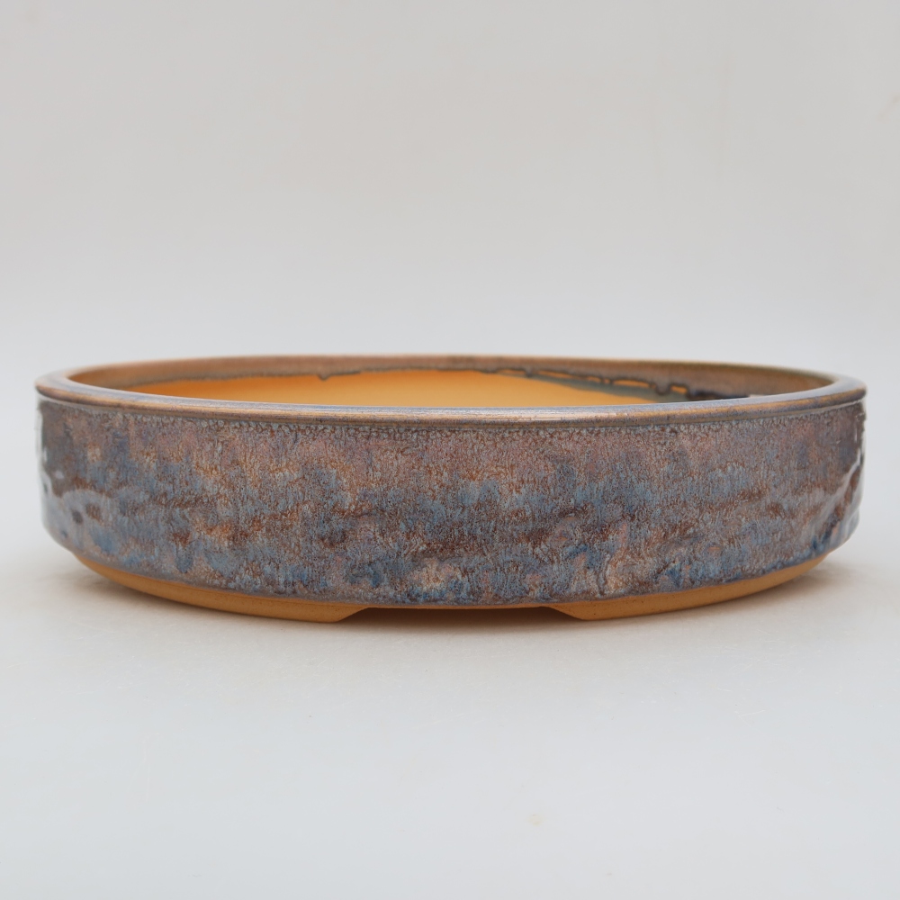Pot à bonsaï en céramique 28 x 28 x 5,5 cm, couleur bleue