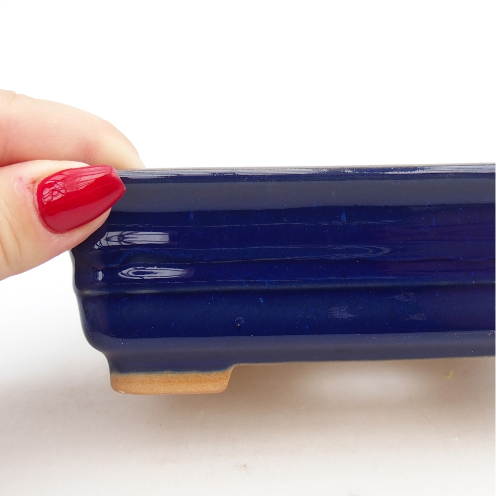 Bol à bonsaï en céramique 13,5 x 10 x 4,5 cm, couleur bleu