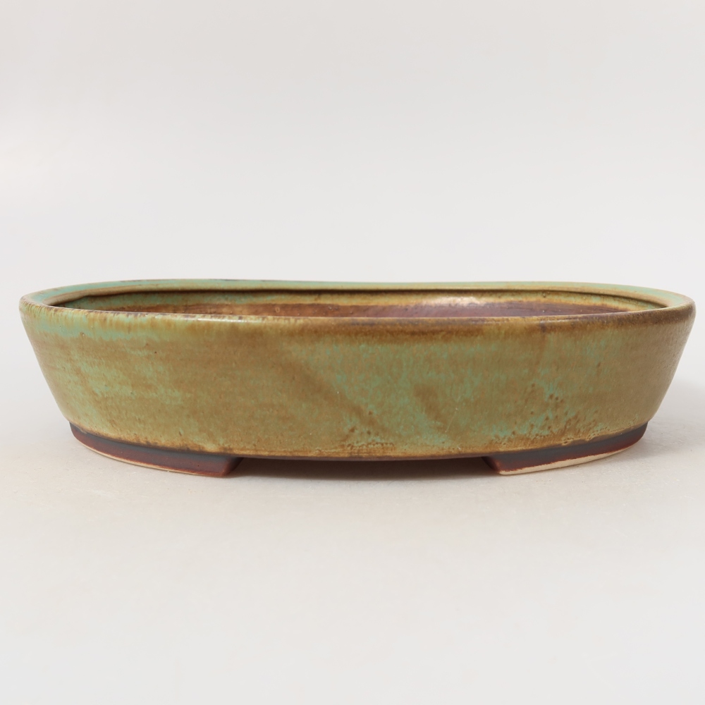 Bol à bonsaï en céramique 22,5 x 20 x 4,5 cm, vert