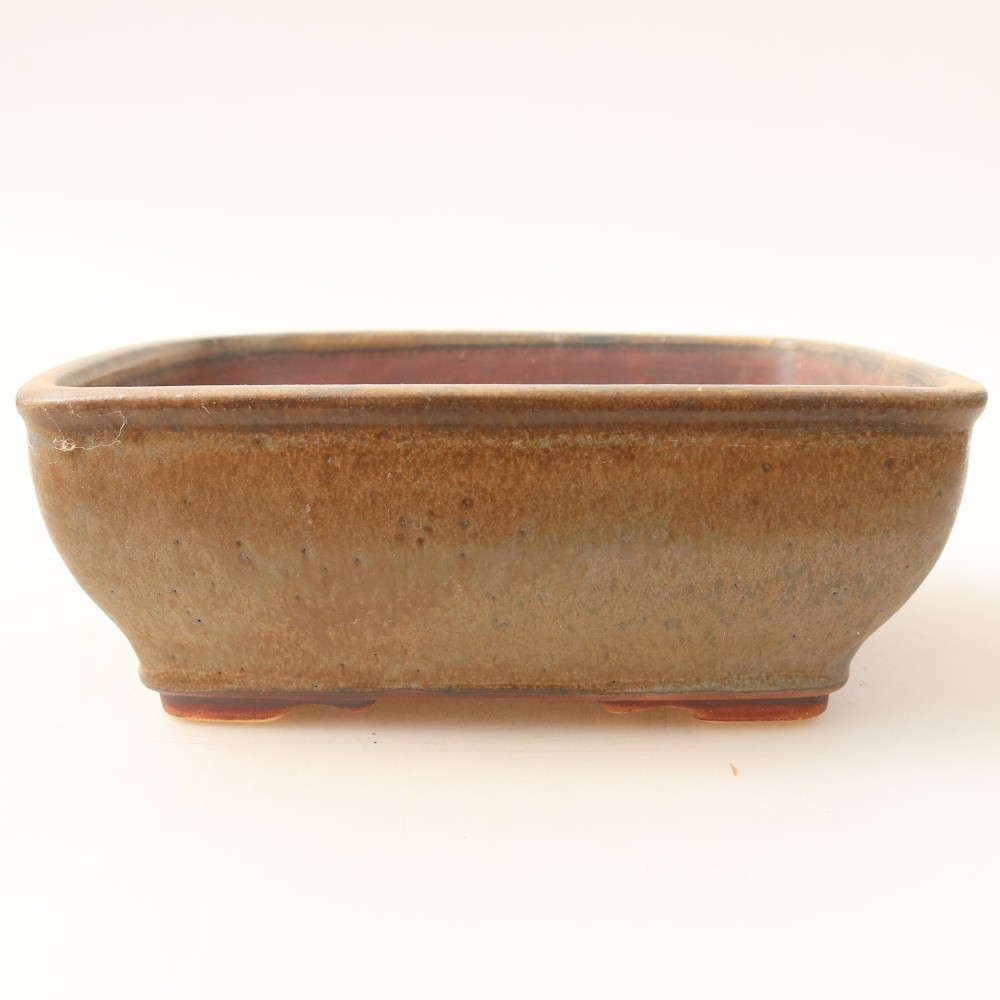 Pot à bonsaï en céramique 15 x 12,5 x 5,5 cm, couleur marron