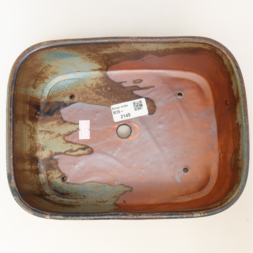 Pot à bonsaï en céramique 23 x 17,5 x 7,5 cm, couleur bleu-brun
