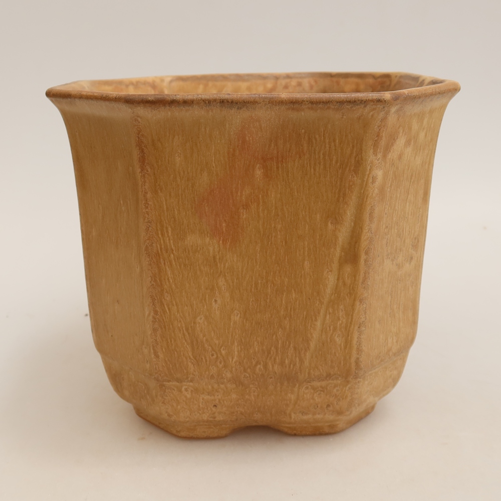 Pot à bonsaï en céramique 17,5 x 17,5 x 15,5 cm, couleur beige