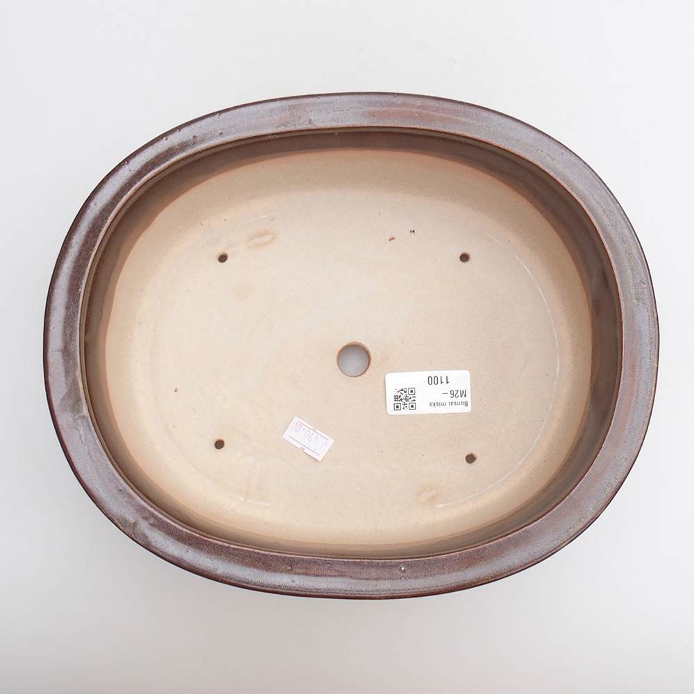 Bol à bonsaï en céramique 25 x 20,5 x 8 cm, brun