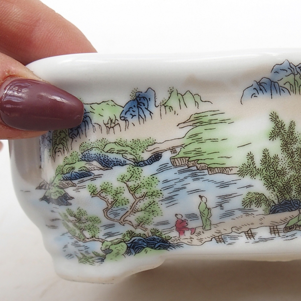 Bol à bonsaï en céramique 15 x 11 x 5 cm, couleur blanc