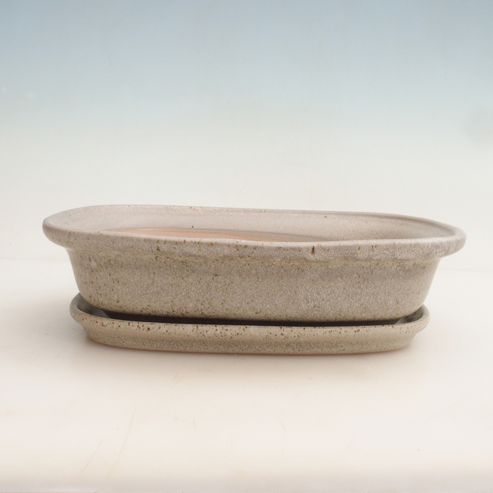 Bol bonsaï + soucoupe H25 - 23 x 17 x 5,5 cm - beige