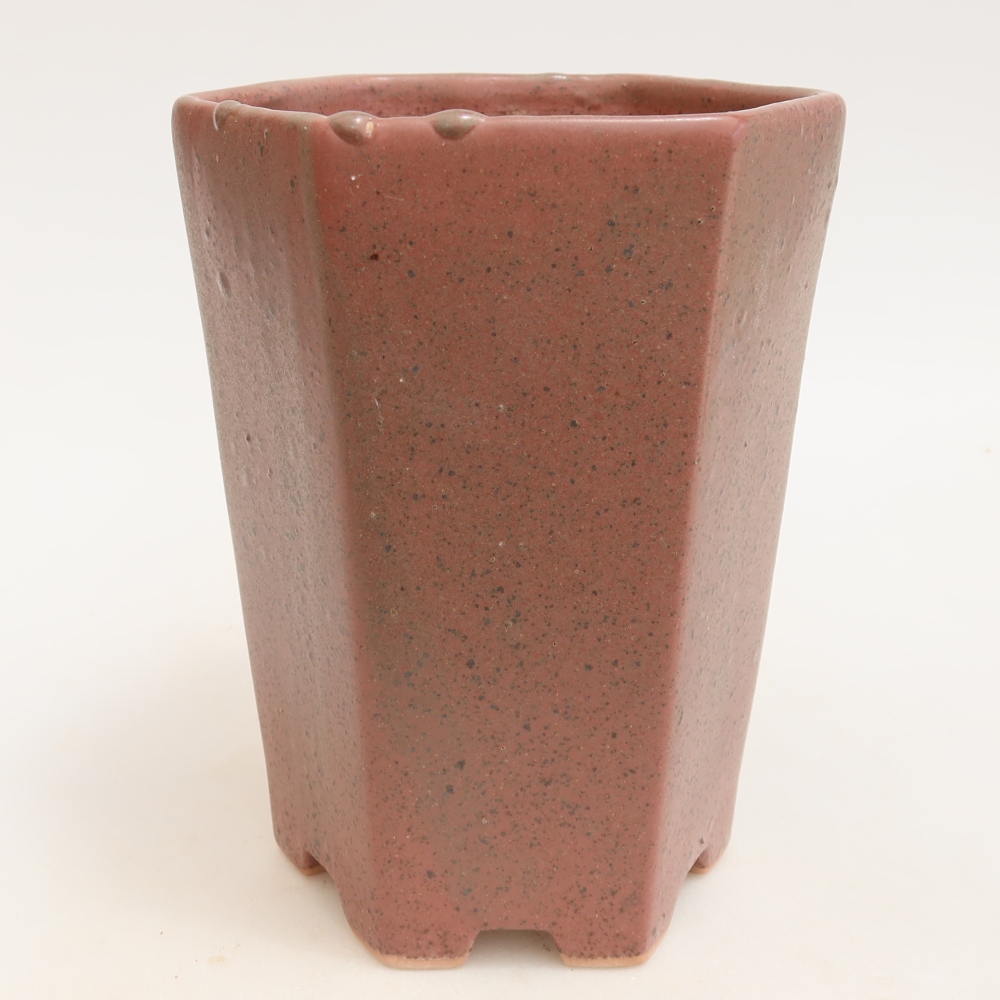 Pot à bonsaï en céramique 13 x 12 x 17 cm, couleur rose
