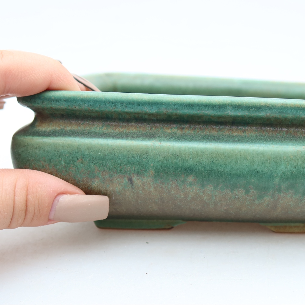 Bol à bonsaï en céramique 15,5 x 15,5 x 6 cm, vert