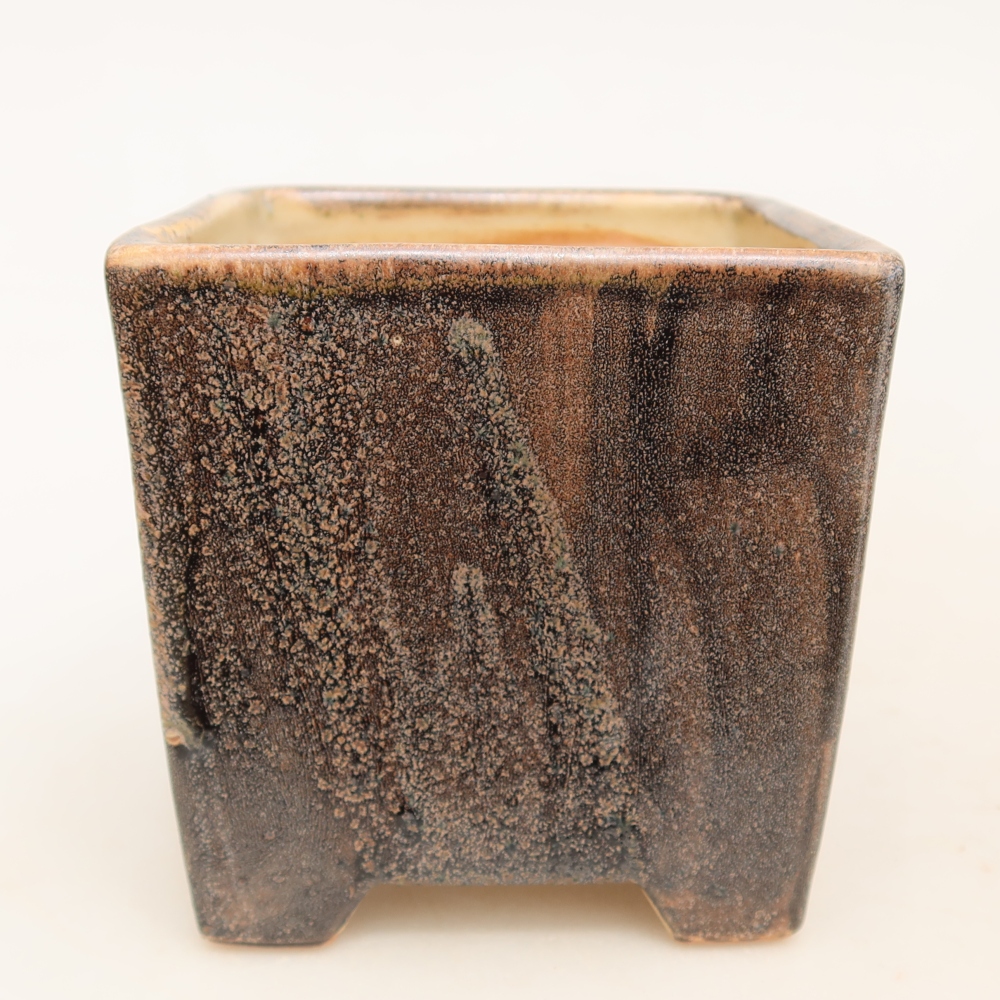 Pot à bonsaï en céramique 8,5 x 8,5 x 9 cm, couleur marron