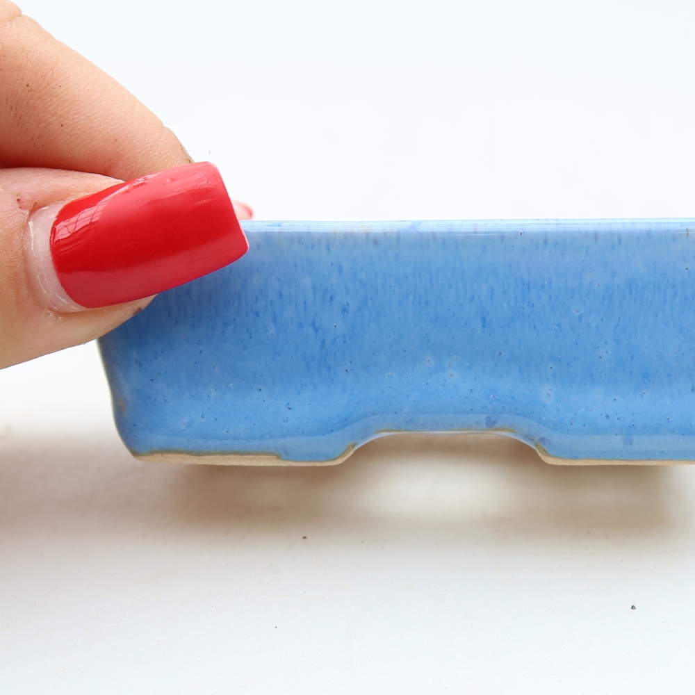 Pot à bonsaï en céramique 8 x 6 x 2,5 cm, couleur bleue