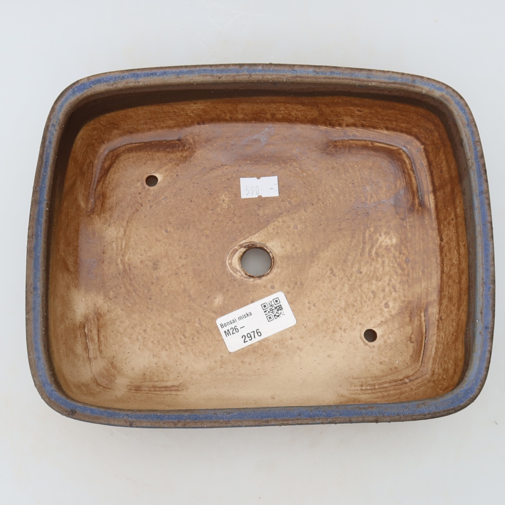 Pot à bonsaï en céramique 23 x 19 x 6 cm, couleur bleue