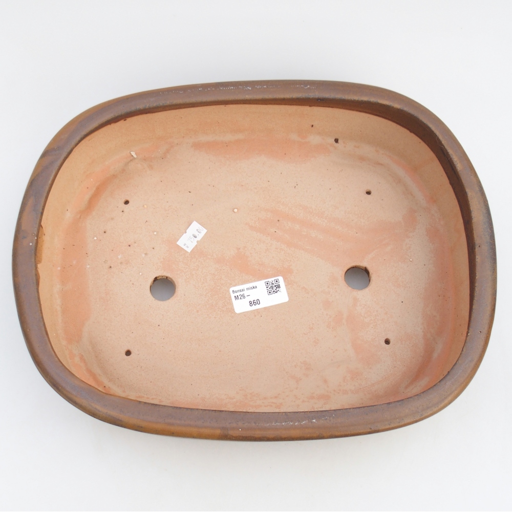 Bol à bonsaï en céramique 31,5 x 25 x 8 cm, brun