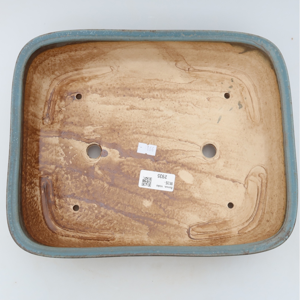 Pot à bonsaï en céramique 29 x 23,5 x 7,5 cm, couleur bleue