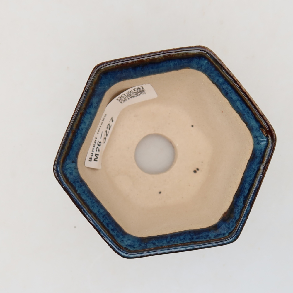 Pot à bonsaï en céramique 7 x 6,5 x 5 cm, couleur bleue