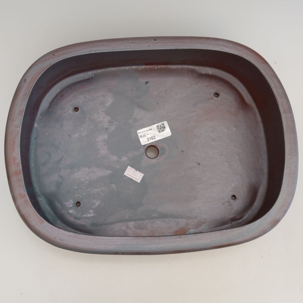 Pot à bonsaï en céramique 31,5 x 24 x 8 cm, couleur métallique