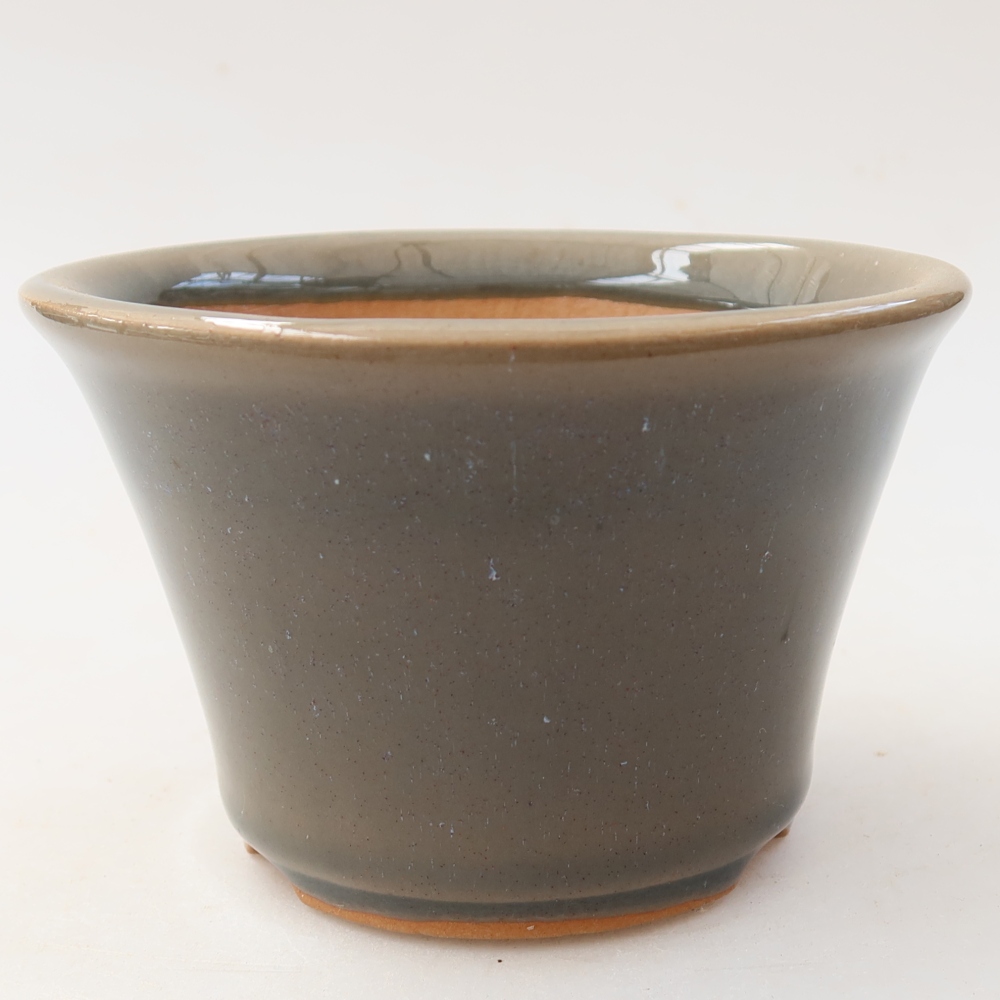 Pot à bonsaï en céramique 11 x 11 x 7 cm, couleur grise