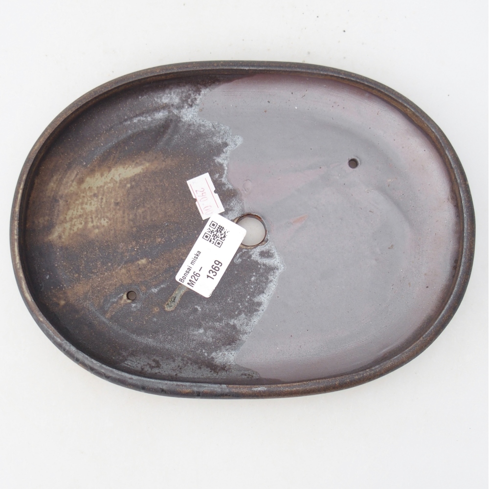 Bol à bonsaï en céramique 22,5 x 16,5 x 3 cm, brun