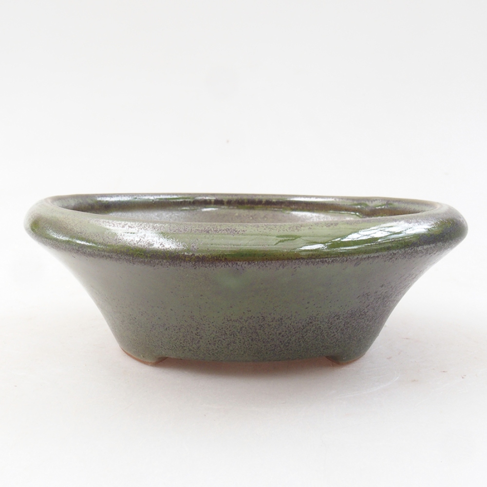 Bol à bonsaï en céramique 13,5 x 13,5 x 5 cm, vert