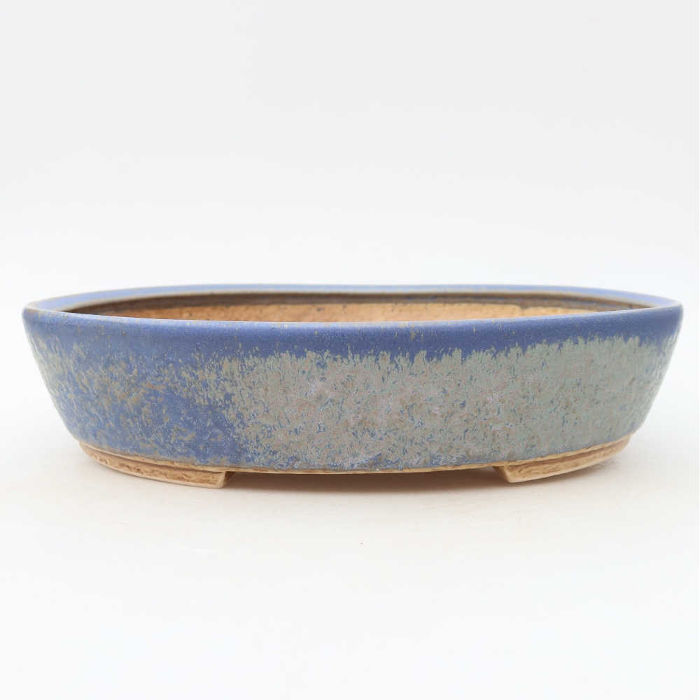 Pot à bonsaï en céramique 27 x 24 x 5,5 cm, couleur bleue