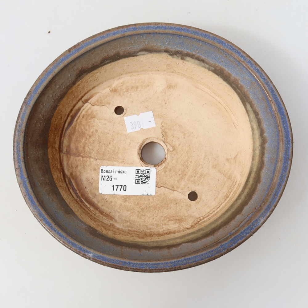 Pot à bonsaï en céramique 17,5 x 16,5 x 5 cm, couleur bleue