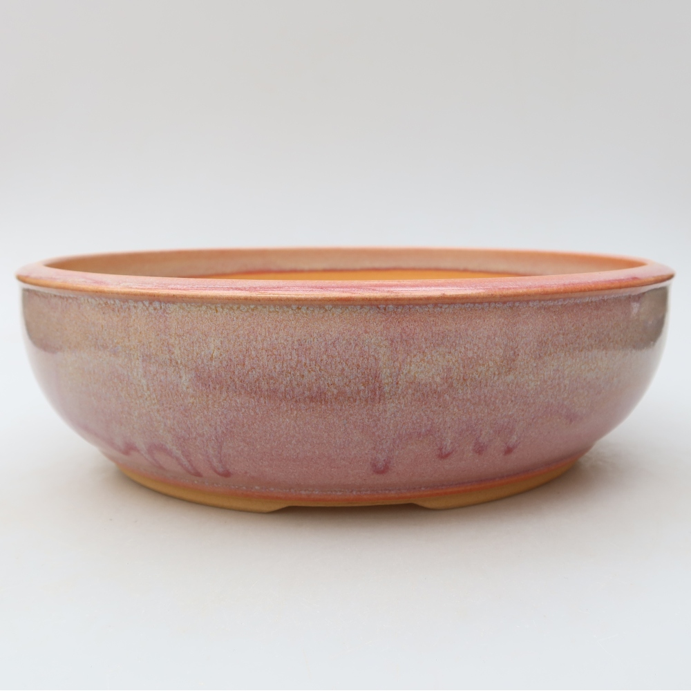 Pot à bonsaï en céramique 26,5 x 26,5 x 7,5 cm, couleur rose