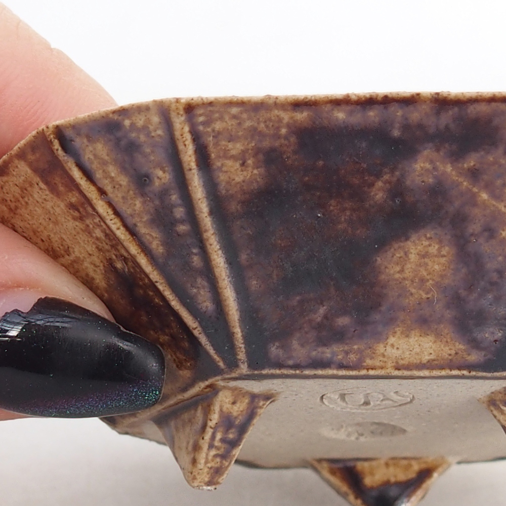 Bol à bonsaï en céramique 8,5 x 8 x 2,5 cm, brun