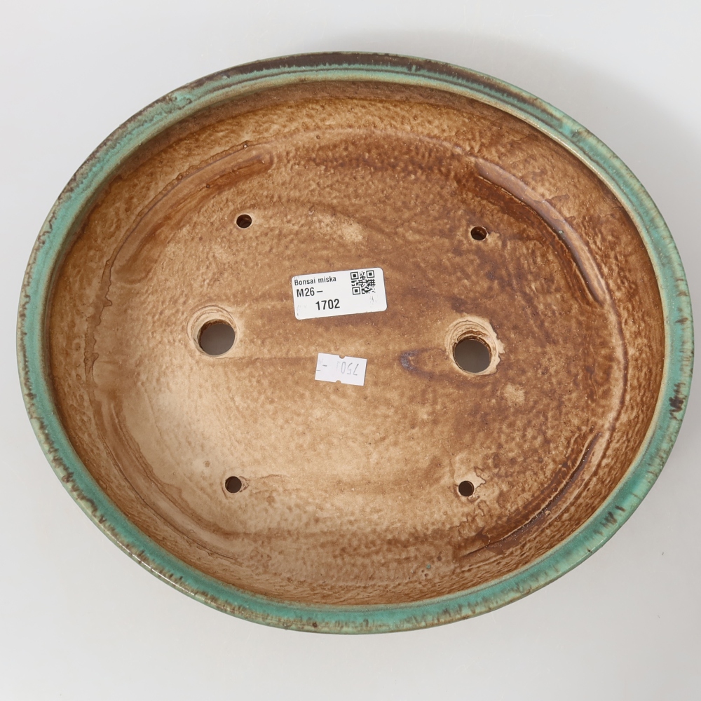 Bol à bonsaï en céramique 26,5 x 24 x 5,5 cm, vert