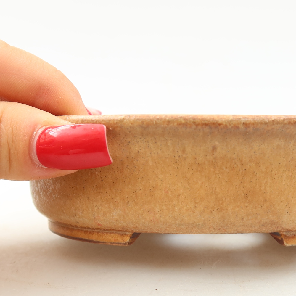 Pot à bonsaï en céramique 12,5 x 11,5 x 3,5 cm, couleur rose