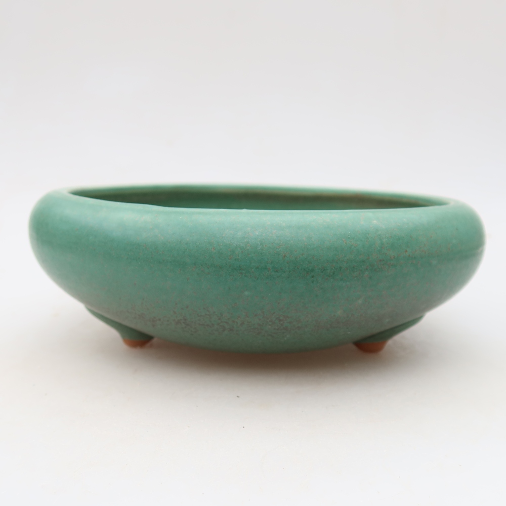 Pot à bonsaï en céramique 20 x 20 x 7,5 cm, couleur verte