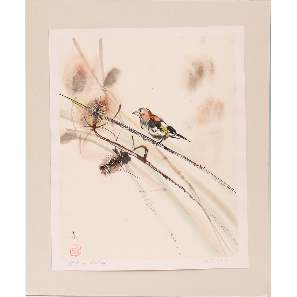 Calligraphie - L'oiseau et le chardon