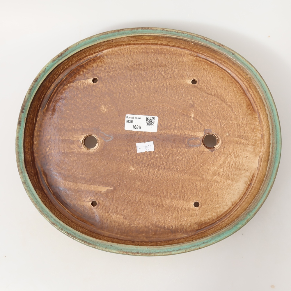 Pot à bonsaï en céramique 30,5 x 26,5 x 4 cm, couleur verte