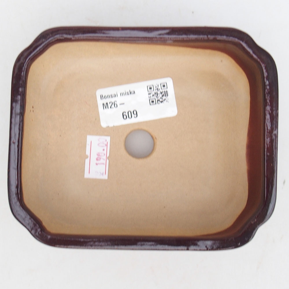 Bol à bonsaï en céramique 12 x 10,5 x 4 cm, brun