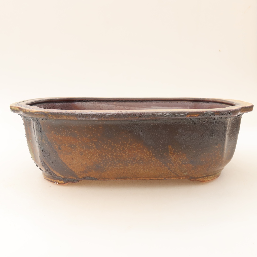 Pot à bonsaï en céramique 24,5 x 21 x 7,5 cm, couleur marron