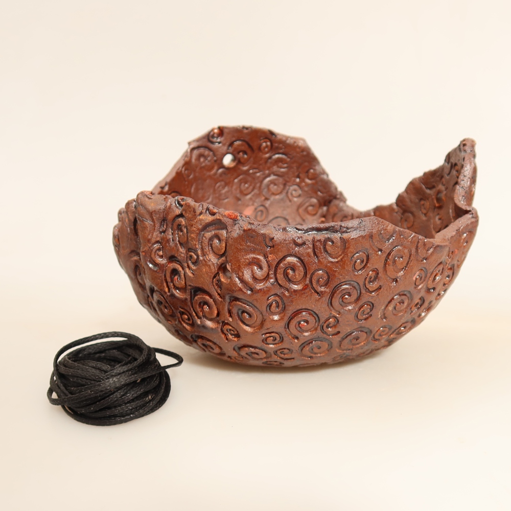Coquille en céramique pour kokedama, 12,5 x 11,5 x 8,5 cm, couleur marron