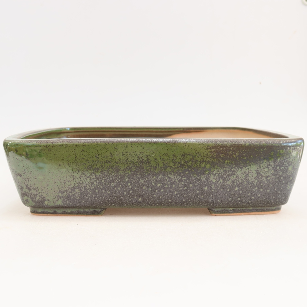 Bol à bonsaï en céramique 26,5 x 20,5 x 7 cm, vert