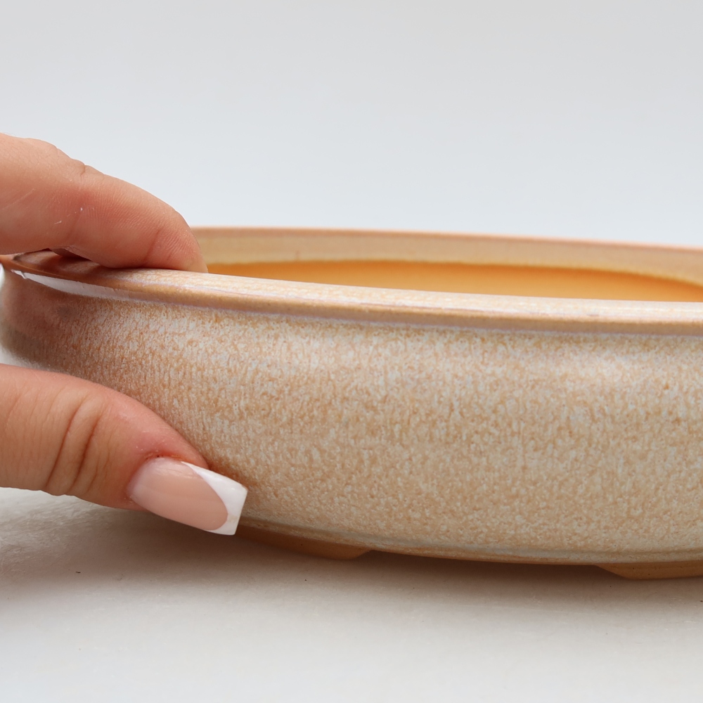 Pot à bonsaï en céramique 26,5 x 26,5 x 5,5 cm, couleur beige