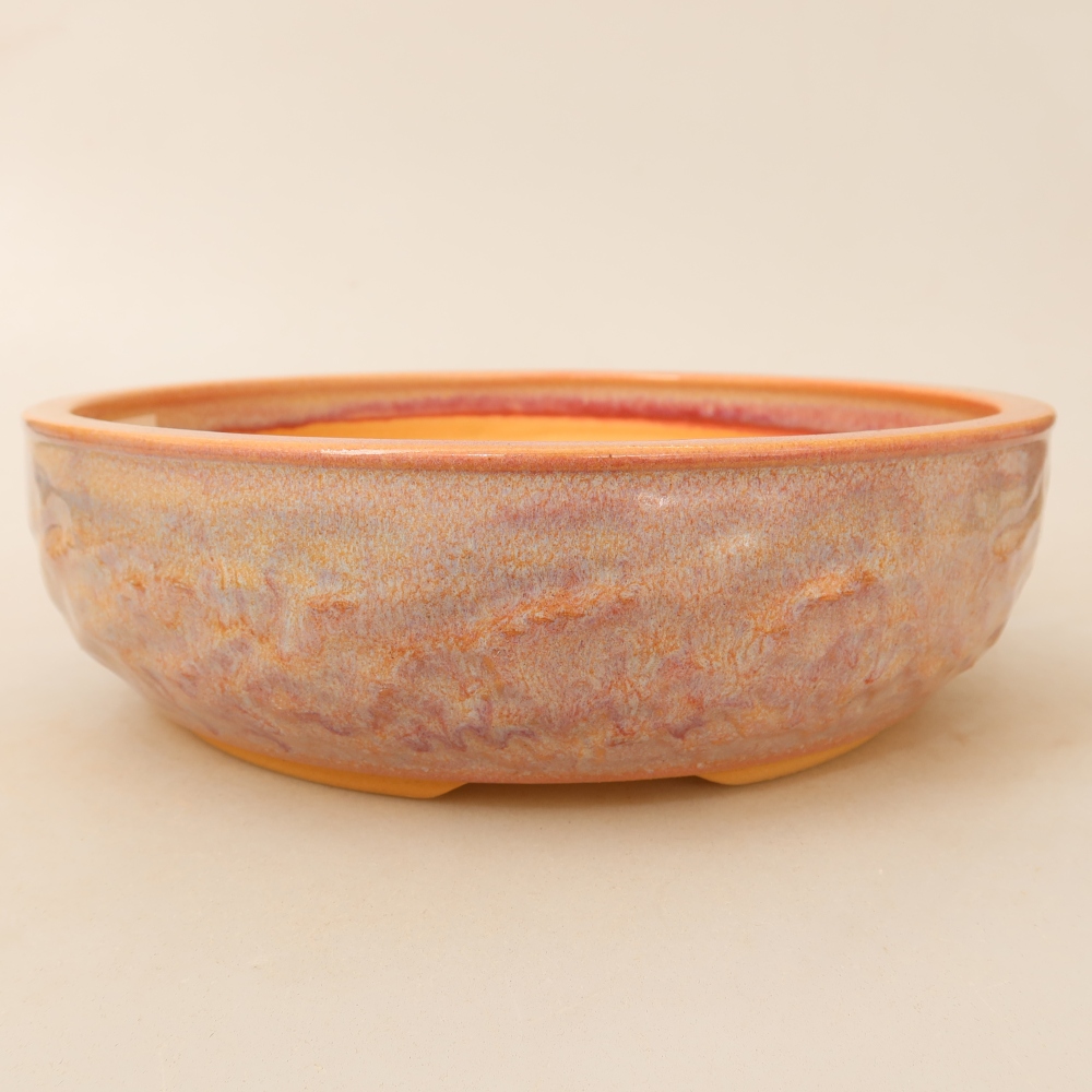 Pot à bonsaï en céramique 22,5 x 22,5 x 7 cm, couleur rose