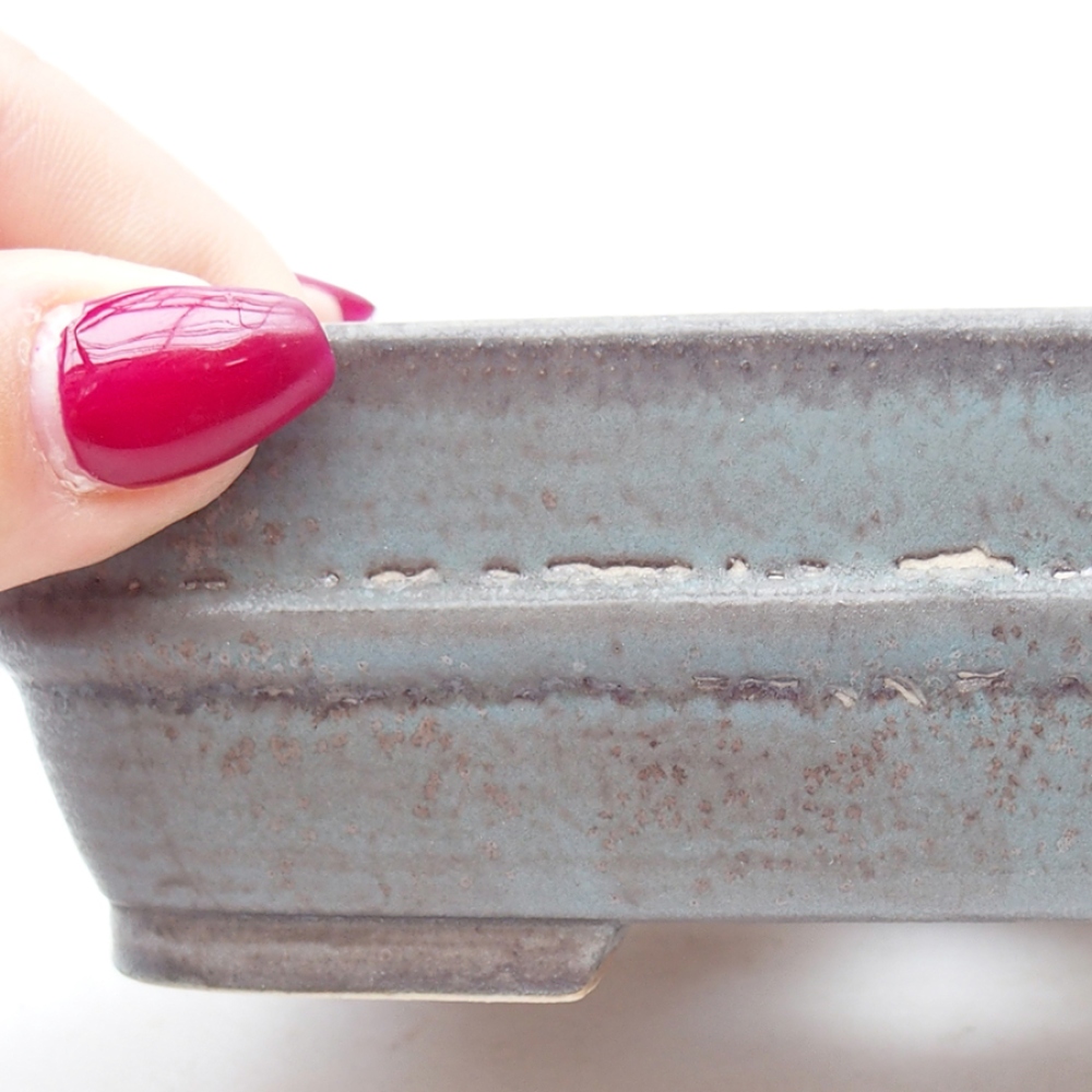 Bol à bonsaï en céramique 14,5 x 11,5 x 4 cm, couleur bleu