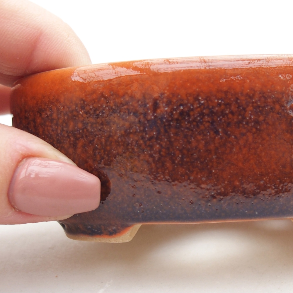 Bol à bonsaï en céramique 9 x 7,5 x 3,5 cm, orange