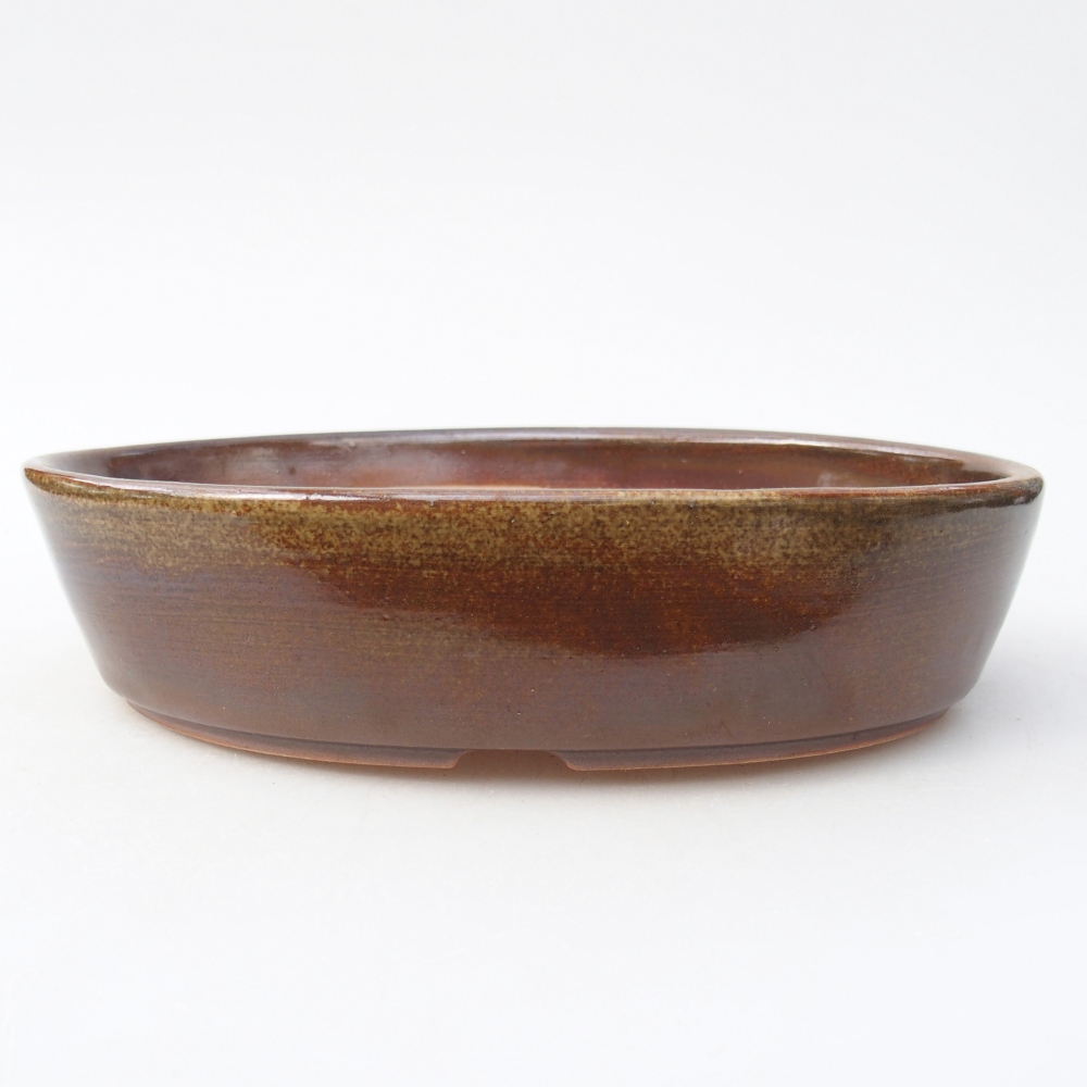 Bol à bonsaï en céramique 18,5 x 13,5 x 4,5 cm, brun