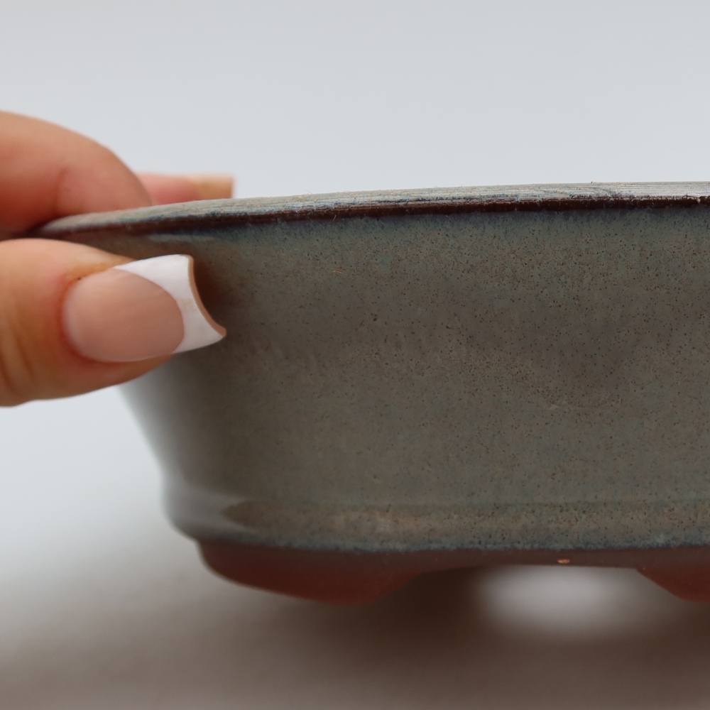 Bol à bonsaï en céramique 17,5 x 17,5 x 5 cm, gris