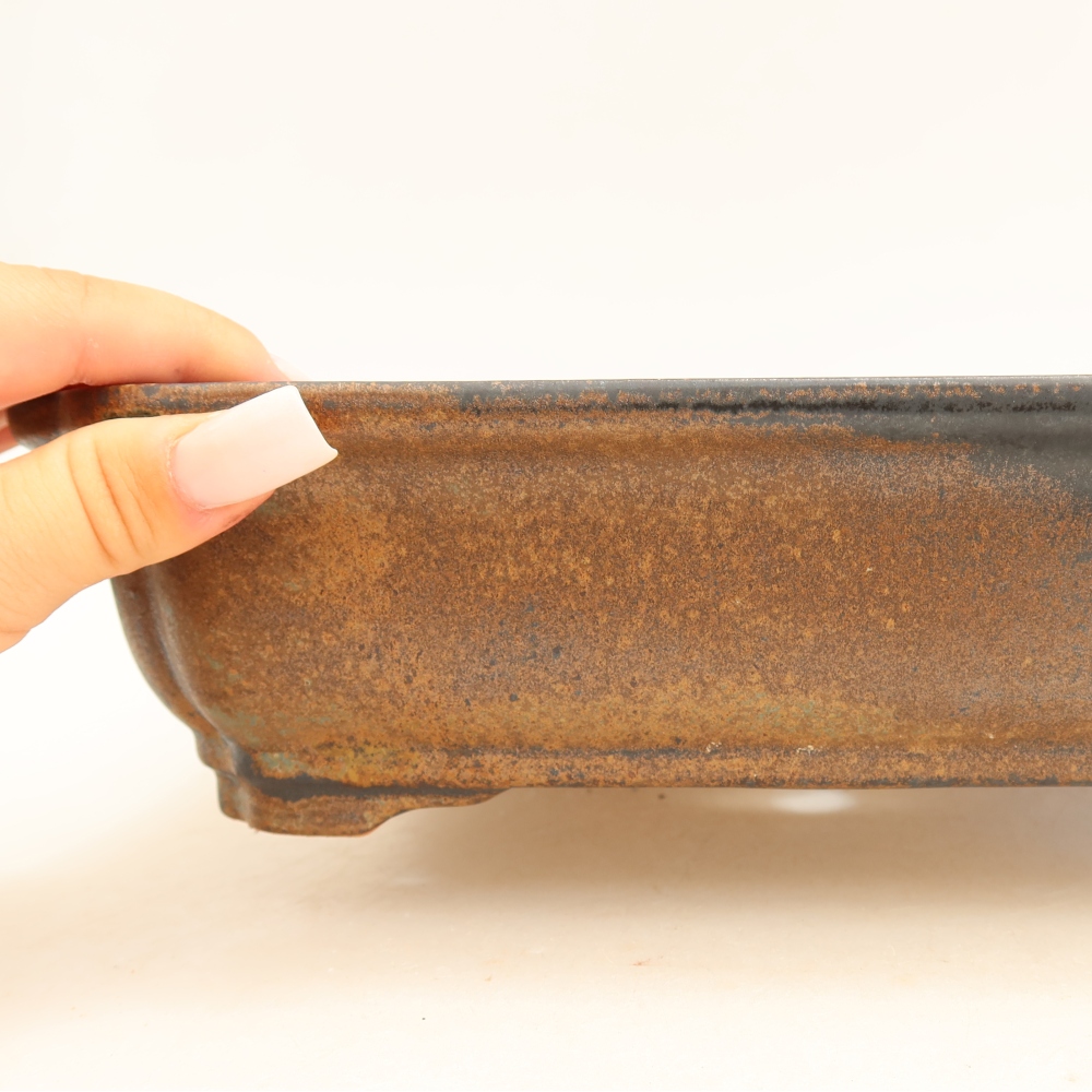 Pot à bonsaï en céramique 27,5 x 21,5 x 7 cm, couleur marron