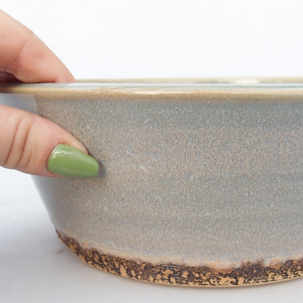 Bol à bonsaï en céramique 21 x 21 x 8 cm, vert-brun