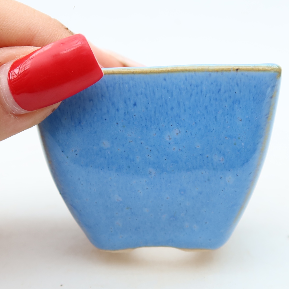 Bol à bonsaï en céramique 5,5 x 5,5 x 4,5 cm, couleur bleu