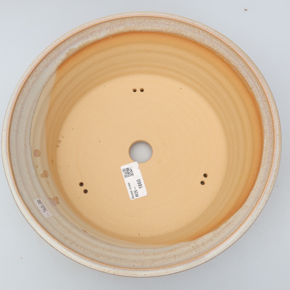 Pot à bonsaï en céramique 27 x 27 x 8 cm, couleur beige