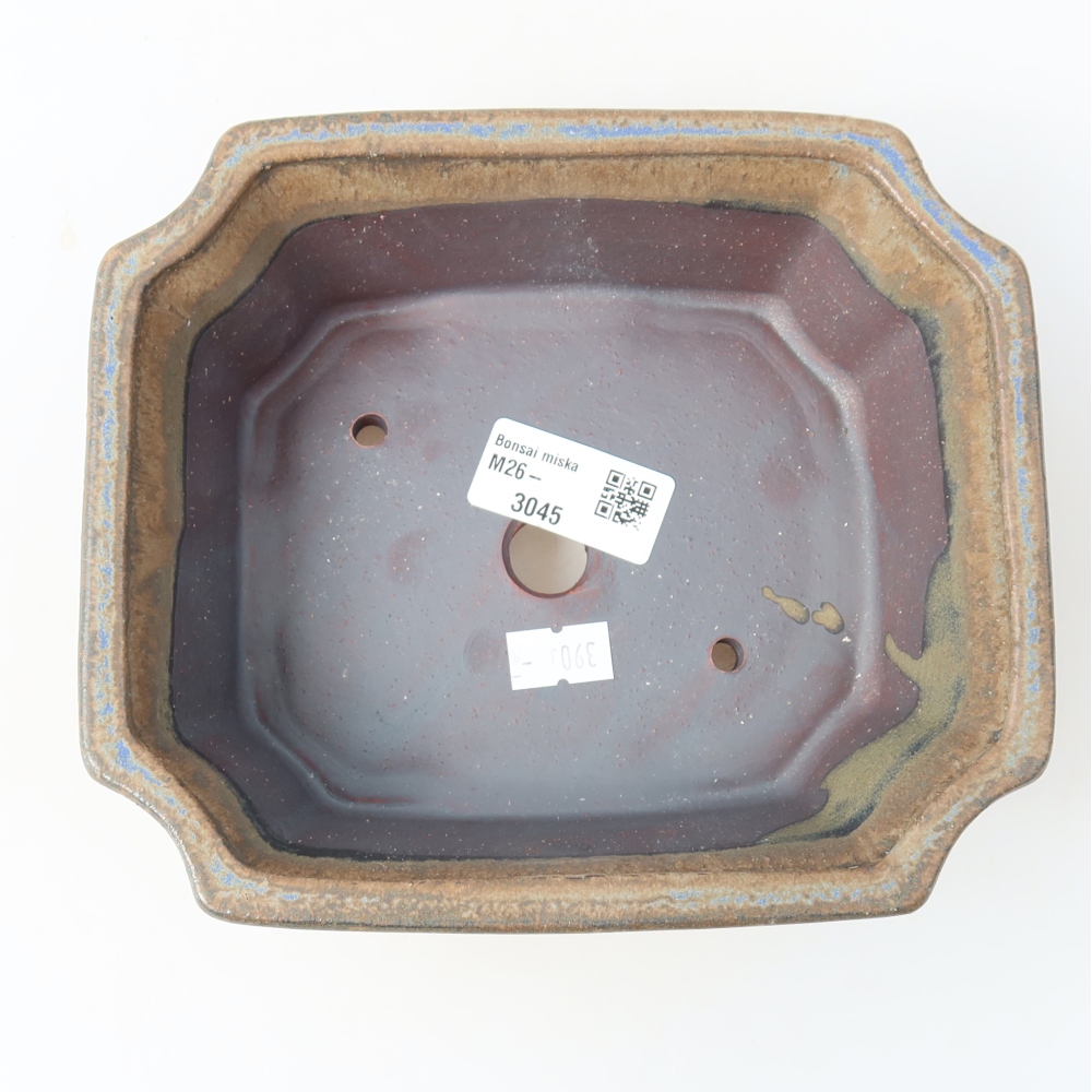 Pot à bonsaï en céramique 18 x 15,5 x 6 cm, couleur marron