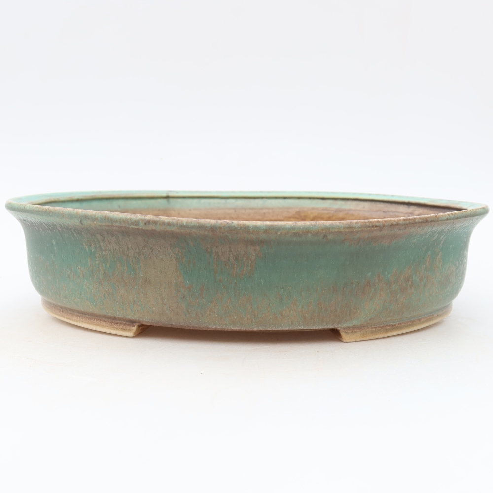 Pot à bonsaï en céramique 27 x 24 x 5,5 cm, couleur verte