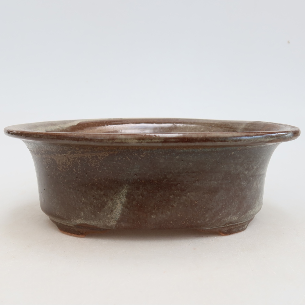 Pot à bonsaï en céramique 19,5 x 15,5 x 6,5 cm, couleur marron