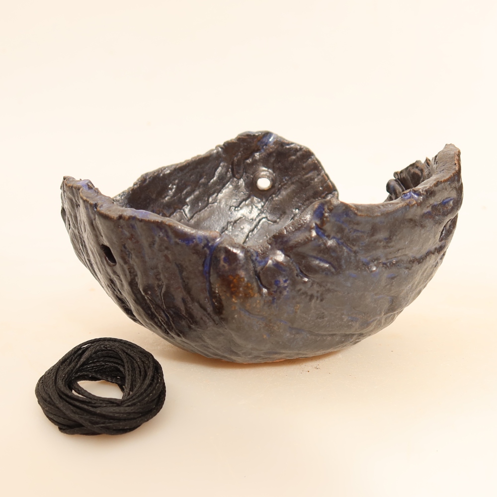 Coquille en céramique pour kokedama, 12,5 x 12 x 7 cm, couleur bleue