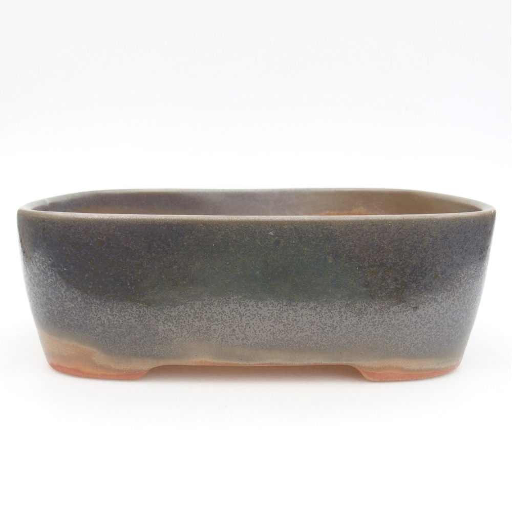 Bol à bonsaï en céramique 23,5 x 19 x 7,5 cm, couleur brun-vert